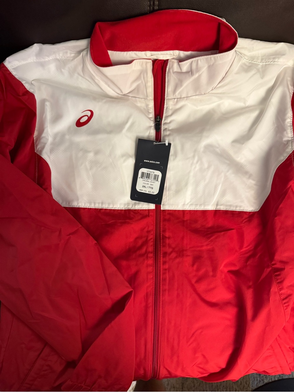 ASICS Red and White Colorblock Bomber Jacket